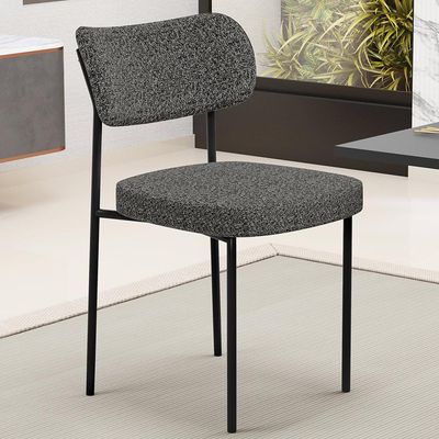 Cadeira Decorativa Estofada Para Sala De Jantar Melina L02 Linho Mescla Chumbo - Lyam Decor