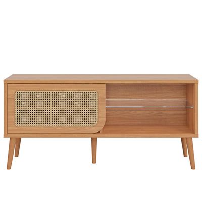 Rack Para Sala de Estar TV 55 Pol Porta Tela Natural 135cm Mahal D03 Freijó - Lyam Decor