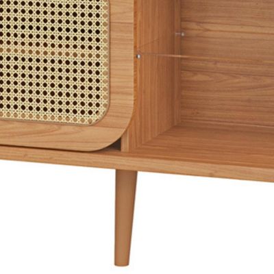 Rack Para Sala de Estar TV 55 Pol Porta Tela Natural 135cm Mahal D03 Freijó - Lyam Decor