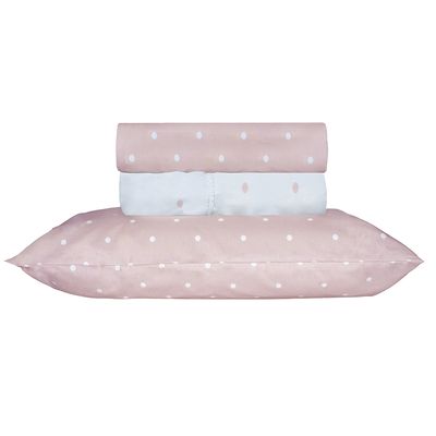 Jogo de Cama Duplo Casal 4 Peças Percal 180 Fios Pettit Rosa Sonhare Prata - Sultan
