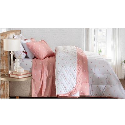 Jogo de Cama Duplo Queen 4 Peças Percal 180 Fios Coração Rose Sonhare Prata - Sultan