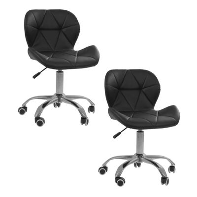 Kit 2 Cadeiras Giratórias Estofadas Slim Office