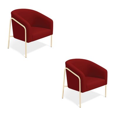 Poltrona Sala Decorativa Kit 2 Stella Base Alta Tubo Champanhe Veludo D03 - D'Rossi Mostarda