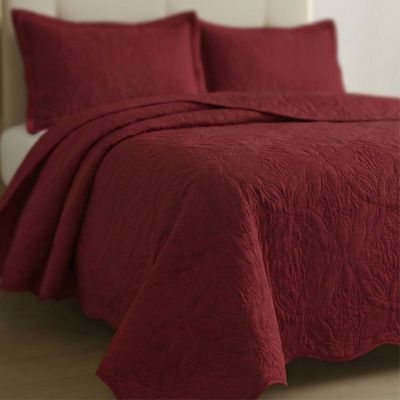 Cobre Leito Colcha Casal Domus Dupla Face 03 Peças - Vermelho - 100% Poliéster