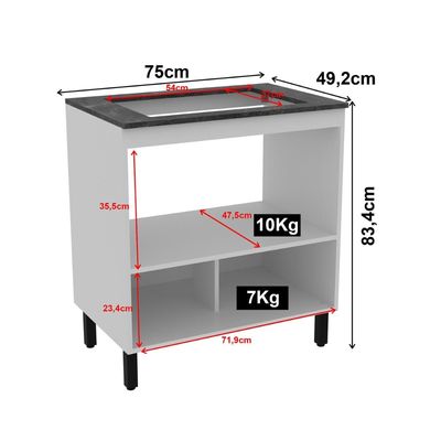 Balcão Cozinha Cooktop 4 Bocas Branco com 1 Porta Basculante e Nicho Para Forno ou Forno-Microondas BL3315