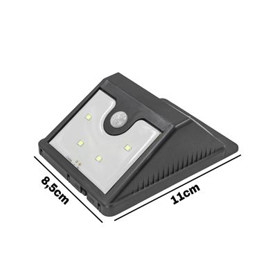 Luminaria Parede Painel Solar 4 Leds Sensor Luz