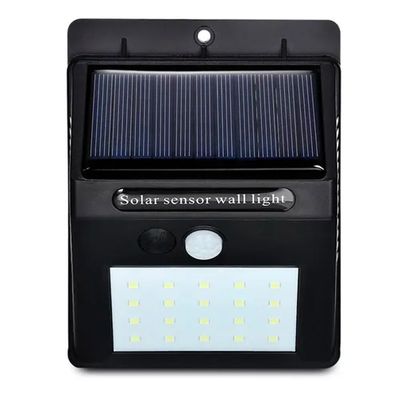 Luminaria Parede Solar 30 Leds Sensor  Cor:Preto