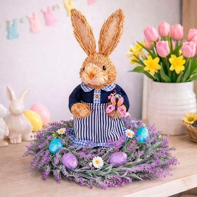 Arranjo Centro De Mesa Coelha Ovos Decoração De Páscoa 30cm