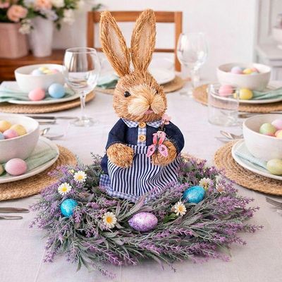 Arranjo Centro De Mesa Coelha Ovos Decoração De Páscoa 30cm