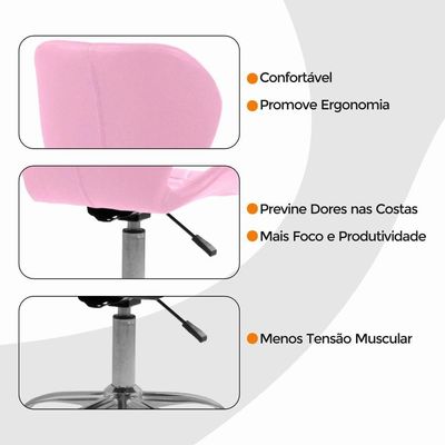 Kit 02 Cadeiras Giratórias Office Eiffel Slim Oficial Rosa