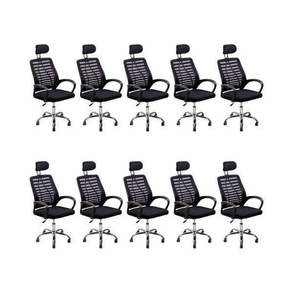 Kit 2 Cadeiras Escritório Diretor Mesh Encosto Preto