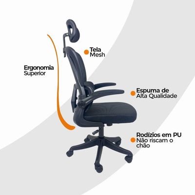 Cadeira De Escritório Presidente Oficial Legacy Preto