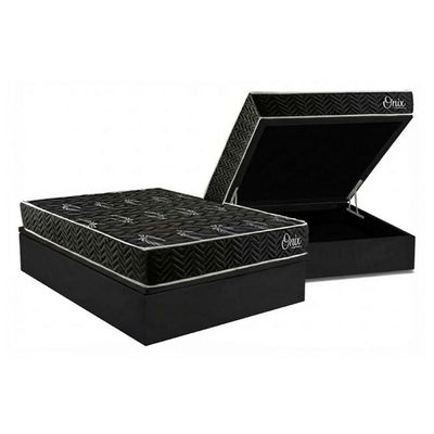 Cama Box Baú Casal + Colchão Anatômico Kappesberg D28 Onix + Base Crc Corano Black