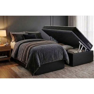 Cama Box Baú Casal + Colchão Anatômico Kappesberg D28 Onix + Base Crc Corano Black