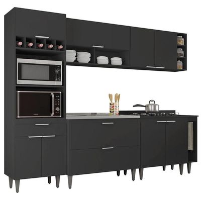 Armário De Cozinha Cp07 Com Pia 100cm Pérola Z34 Preto - Mpozenato