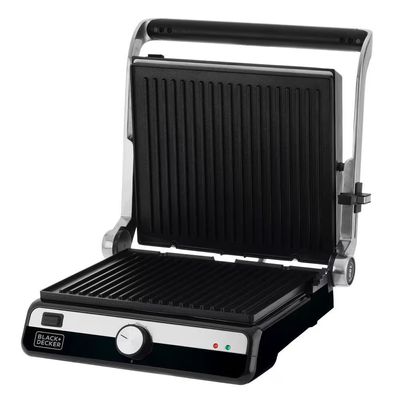 Grill Elétrico G1500G Gourmand Gris 1500W Abertura 180° Chapas Removíveis Antiaderente Black+Decker Inox