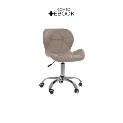 Cadeira Office Eiffel Slim Base Giratória Oficial Bege