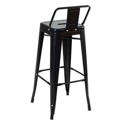 Kit 2 Banquetas Altas Industriais Pretas Em Aço 76cm Com Encosto – Iron Tolix