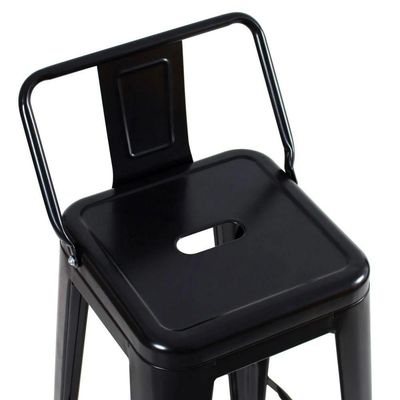 Kit 2 Banquetas Altas Industriais Pretas Em Aço 76cm Com Encosto – Iron Tolix