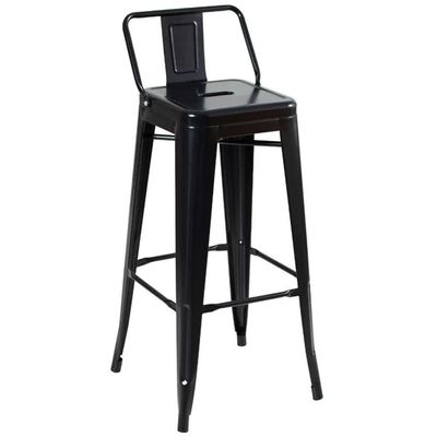 Kit 2 Banquetas Altas Industriais Pretas Em Aço 76cm Com Encosto – Iron Tolix