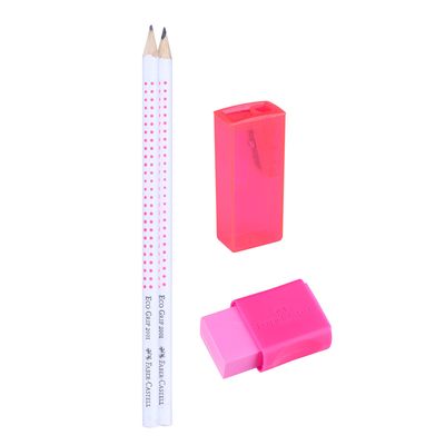 Kit Escrita Neon Rosa 4 Peças Faber-Castell