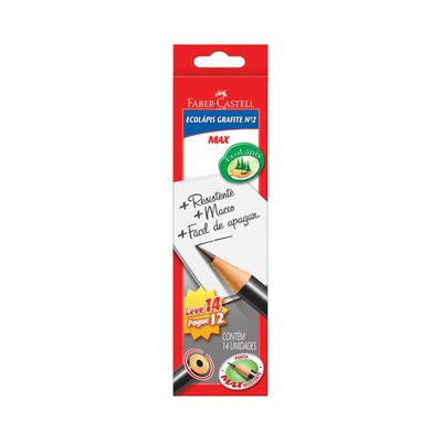 Lápis Grafite Faber-Castell Max Preto Nº2 com 12 Unidades