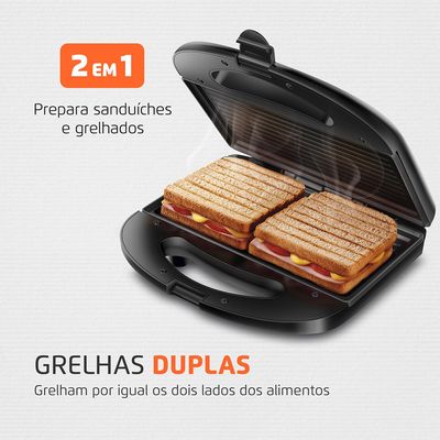 Sanduicheira e Grill Mondial Master S-20 Preto/Inox - 750W 220V