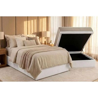 Cama Box Baú Novo + Colchão Anatômico Kappesberg D33 Carmine + Base Crc Corano White