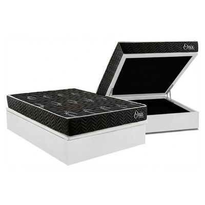 Cama Box Baú Casal + Colchão Ortopédico Kappesberg D28 Anatômico Onix + Base Crc Corano White