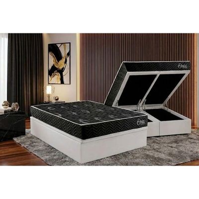 Cama Box Baú Casal + Colchão Ortopédico Kappesberg D28 Anatômico Onix + Base Crc Corano White