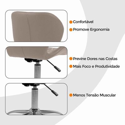 Kit 4 Cadeiras Office Eiffel Slim Ajustável Oficial Bege