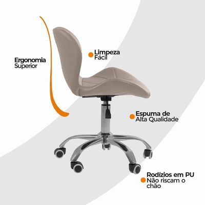 Kit 4 Cadeiras Office Eiffel Slim Ajustável Oficial Bege