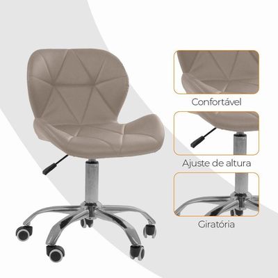 Kit 4 Cadeiras Office Eiffel Slim Ajustável Oficial Bege