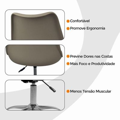 Cadeira Office Cromada Com Rodízio Giratória Saarinen Bege