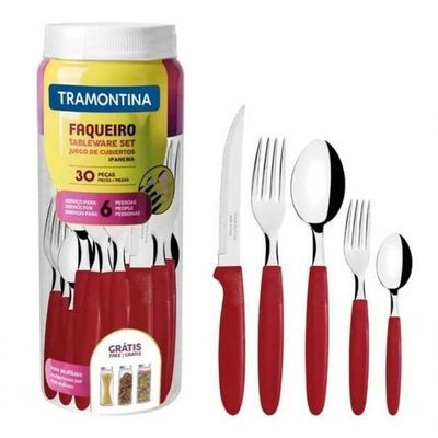 Faqueiro Tramontina Ipanema 30 Peças Inox Vermelho