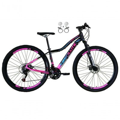 Bicicleta Aro 29 Absolute Hera Feminina Alumínio 21v Freio Hidraulico Garfo Suspensão Mtb preto-rosa Tam: 15