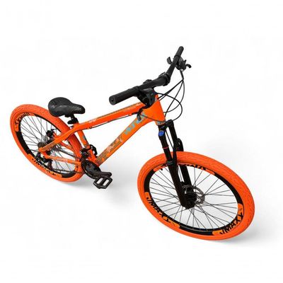 Bicicleta Aro 26 Vikingx Tuff Câmbios Shimano 21v Freeride Freio A Disco Aro Vmaxx Pneu Flame Laranja X30