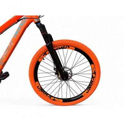 Bicicleta Aro 26 Vikingx Tuff Câmbios Shimano 21v Freeride Freio A Disco Aro Vmaxx Pneu Flame Laranja X30