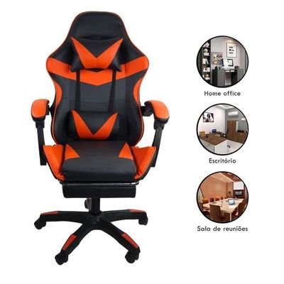 Cadeira Gamer Stillus Oficial Apoio Pés Preto/vermelho