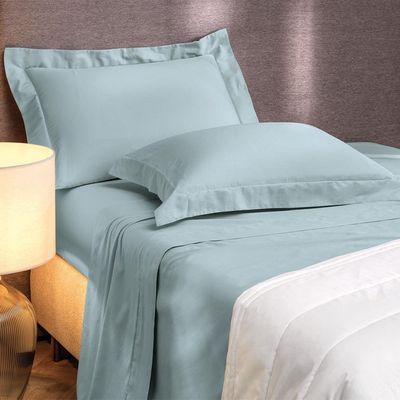 Jogo De Cama Solteiro King 3 Peças Altenburg Algodão Lux 200 Fios Azul Etienne