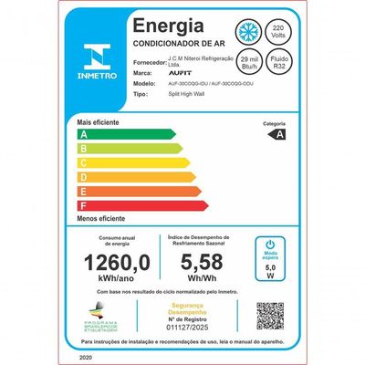 Ar Condicionado Split Hi Wall Inverter Aufit 30.000 Btus Frio 220V R-32