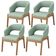 Kit 04 Cadeiras De Jantar E Estar Living Estofada Lince L02 Linho Verde Menta - Lyam Decor