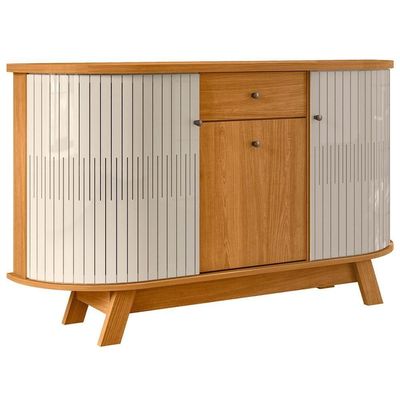 Kit Aparador Buffet Gadi E Cristaleira Marília Orgânico M07 Cinamomo Off White - Lyam Decor