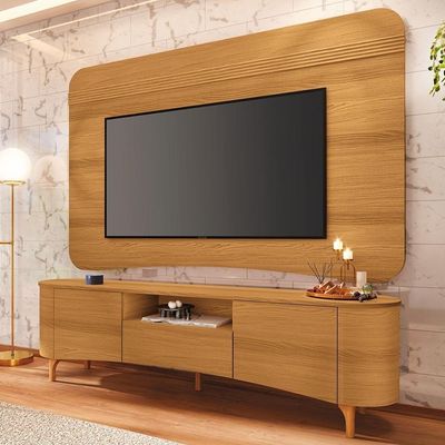 Rack Para Sala Martina Com Painel Para Tv 80 Pol Orgânico Ermione B01 Cinamomo - Lyam Decor
