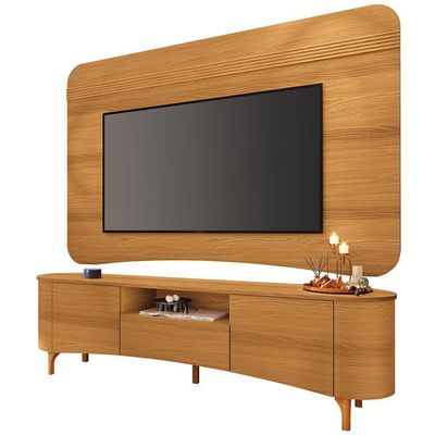 Rack Para Sala Martina Com Painel Para Tv 80 Pol Orgânico Ermione B01 Cinamomo - Lyam Decor