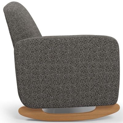 Poltrona De Amamentação Com Balanço Orgânica Saori W01 Linho Mescla Chumbo - Lyam Decor