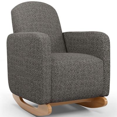 Poltrona De Amamentação Com Balanço Orgânica Saori W01 Linho Mescla Chumbo - Lyam Decor