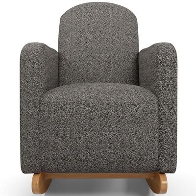 Poltrona De Amamentação Com Balanço Orgânica Saori W01 Linho Mescla Chumbo - Lyam Decor