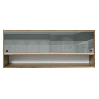 Armário Aéreo 120cm 2 Portas Correr Vidro Neutral 1 Nicho Rustic Para Cozinhas Glamy, Lux E Reims Madesa Rustic Rustic