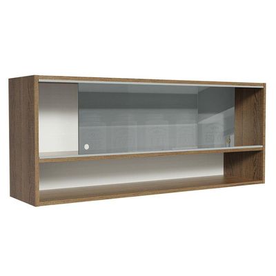 Armário Aéreo 120cm 2 Portas Correr Vidro Neutral 1 Nicho Rustic Para Cozinhas Glamy, Lux E Reims Madesa Rustic Rustic